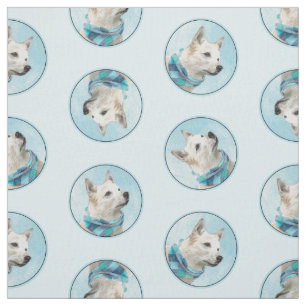 Norwegian Buhund Painting Wheaten Original Dog Art Fabric
