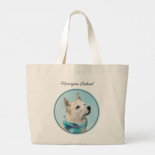 Norwegian Buhund Painting Wheaten Original Dog Art Large Tote Bag