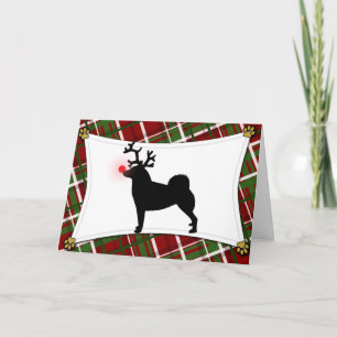 Norwegian Buhund Reindeer Christmas Card
