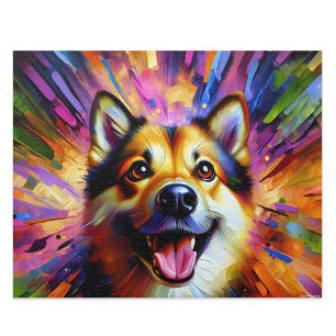 Norwegian Buhund: Wheaten Buhund Acrylic Art Style Jigsaw Puzzle