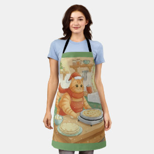 Norwegian Cat Making Christmas Lefse, Apron