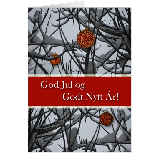 Norwegian Christmas, Ornaments in Snow Card