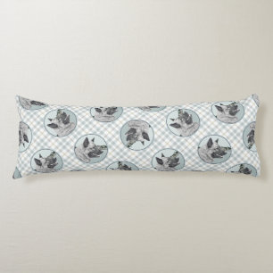 Norwegian Elkhound and Village Painting Dog Art Body Pillow