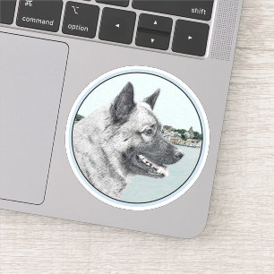 Norwegian Elkhound at Village Painting - Dog Art