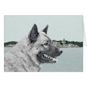 Norwegian Elkhound at Village Painting - Dog Art