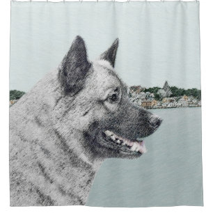 Norwegian Elkhound at Village Painting - Dog Art