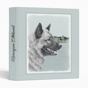 Norwegian Elkhound at Village Painting - Dog Art B Binder