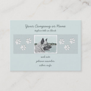 Norwegian Elkhound at Village Painting - Dog Art Business Card