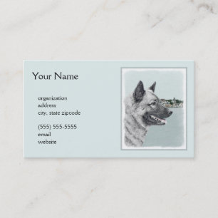 Norwegian Elkhound at Village Painting - Dog Art Business Card