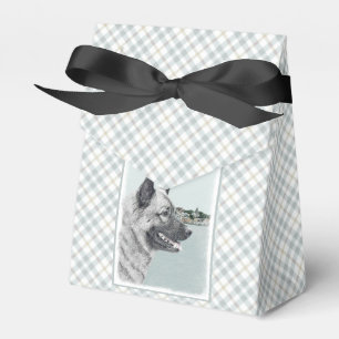 Norwegian Elkhound at Village Painting - Dog Art Favor Box