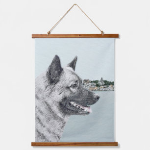 Norwegian Elkhound at Village Painting - Dog Art Hanging Tapestry