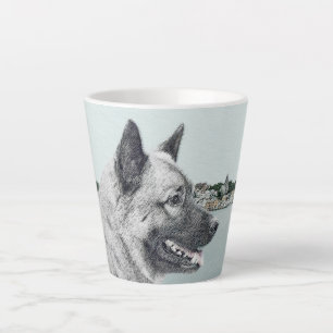 Norwegian Elkhound at Village Painting - Dog Art Latte Mug
