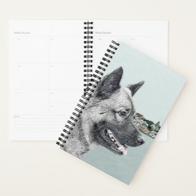 Norwegian Elkhound at Village Painting - Dog Art Planner (Display)