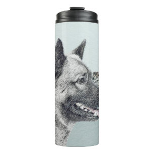 Norwegian Elkhound at Village Painting - Dog Art Thermal Tumbler