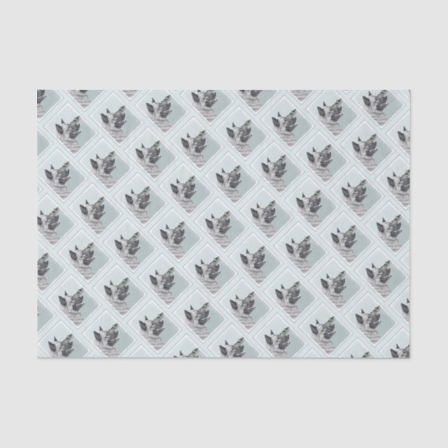 Norwegian Elkhound at Village Painting - Dog Art Tissue Paper (Front)