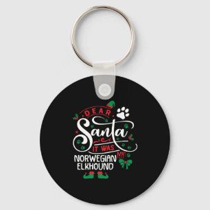 Norwegian Elkhound Dog Christmas Dog breed Keychain