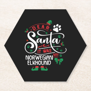 Norwegian Elkhound Dog Christmas Dog breed Paper Coaster