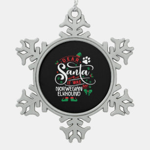 Norwegian Elkhound Dog Christmas Dog breed Snowflake Pewter Christmas Ornament