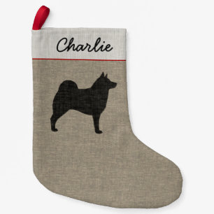Norwegian Elkhound Dog Silhouette Elkie Holiday Small Christmas Stocking