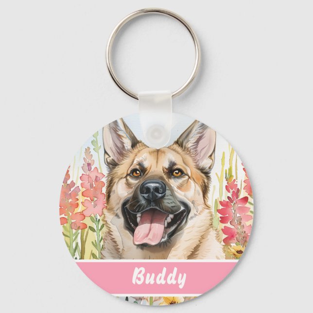 Norwegian Elkhound Dog Tag – Custom Info Keychain (Front)