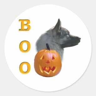 Norwegian Elkhound Halloween Boo Classic Round Sticker