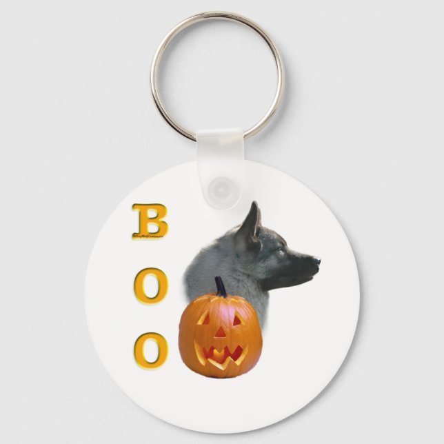 Norwegian Elkhound Halloween Boo Keychain (Front)