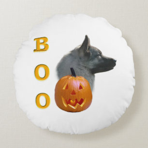 Norwegian Elkhound Halloween Boo Round Pillow