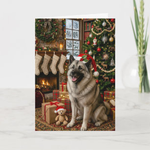 Norwegian elkhound holiday card