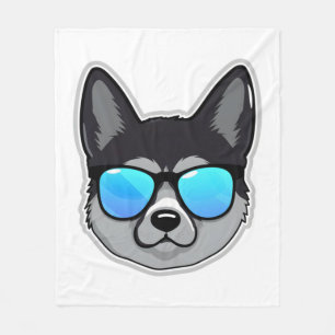 Norwegian Elkhound in Cool Sunglasses Classic T-Sh Fleece Blanket