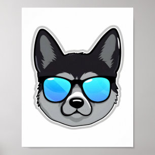 Norwegian Elkhound in Cool Sunglasses Classic T-Sh Poster
