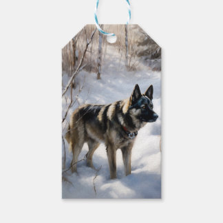 Norwegian Elkhound Let It Snow Christmas Gift Tags