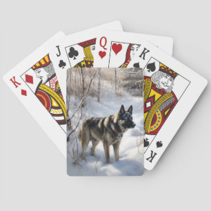 Norwegian Elkhound Let It Snow Christmas Playing Cards