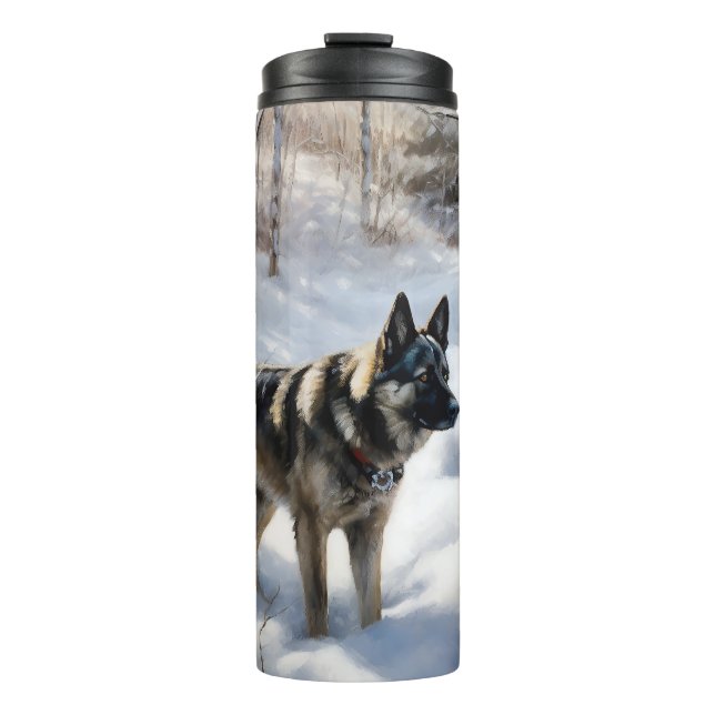 Norwegian Elkhound Let It Snow Christmas Thermal Tumbler (Front)