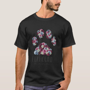 Norwegian Elkhound Mama Floral Paw Dog Mom T-Shirt