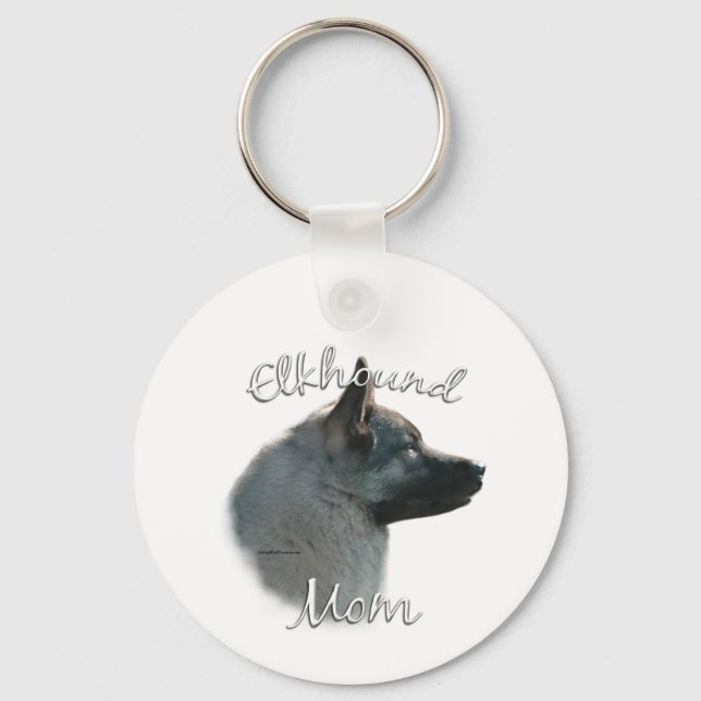 Norwegian Elkhound Mom 2 Keychain (Front)