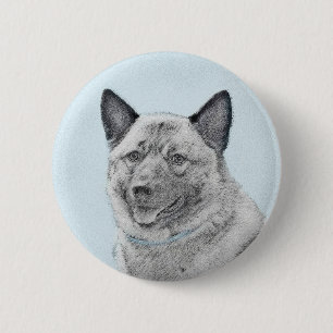 Norwegian Elkhound Painting - Original Dog Art 2 Inch Round Button