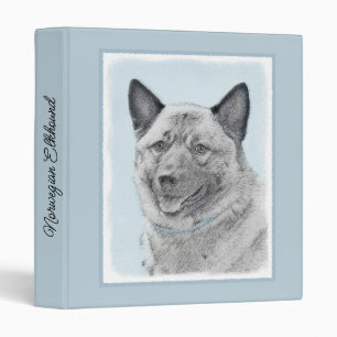 Norwegian Elkhound Painting - Original Dog Art Bin Binder