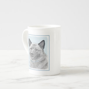 Norwegian Elkhound Painting - Original Dog Art Bone China Mug