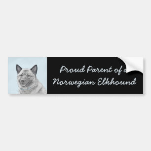 Norwegian Elkhound Painting - Original Dog Art Bumper Sticker
