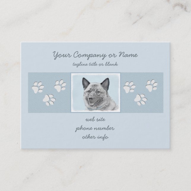 Norwegian Elkhound Painting - Original Dog Art Business Card (Front)
