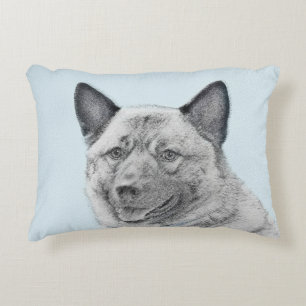 Norwegian Elkhound Painting - Original Dog Art Decorative Pillow