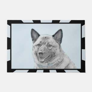 Norwegian Elkhound Painting - Original Dog Art Doormat