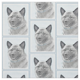 Norwegian Elkhound Painting - Original Dog Art Fabric