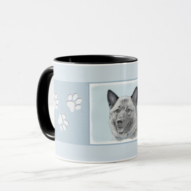 Norwegian Elkhound Painting - Original Dog Art Mug (Front Left)
