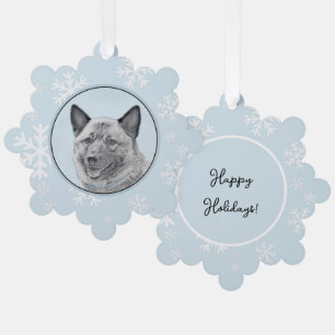 Norwegian Elkhound Painting - Original Dog Art Ornament Card