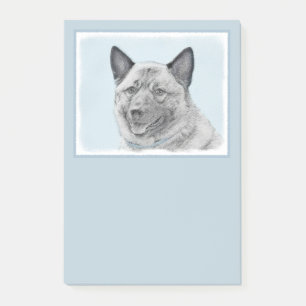 Norwegian Elkhound Painting - Original Dog Art Post-it Notes