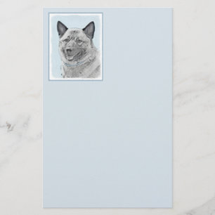 Norwegian Elkhound Painting - Original Dog Art Stationery