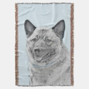 Norwegian Elkhound Painting - Original Dog Art Throw Blanket