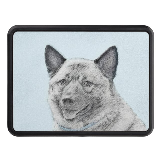 Norwegian Elkhound Painting - Original Dog Art Trailer Hitch Cover (Front)