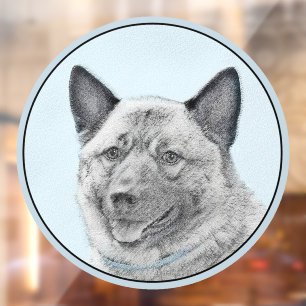 Norwegian Elkhound Painting - Original Dog Art Window Cling
